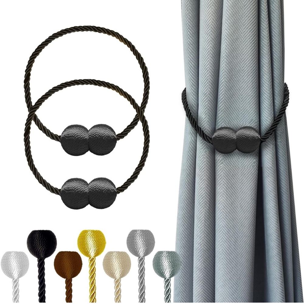 Set of magnetic curtain ties (black)